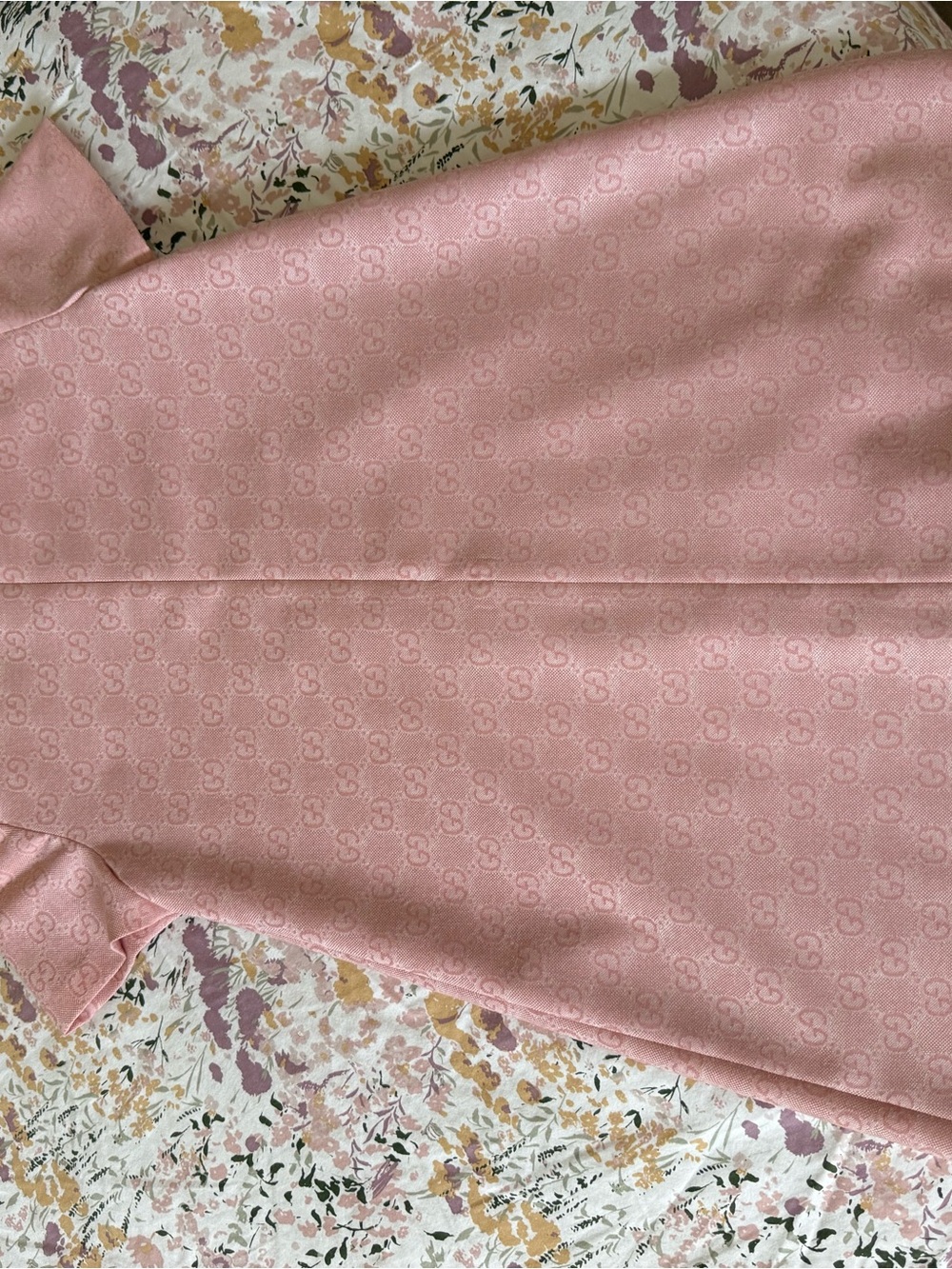 Gucci Dusty Pink GG Jacquard Short Sleeve Dress